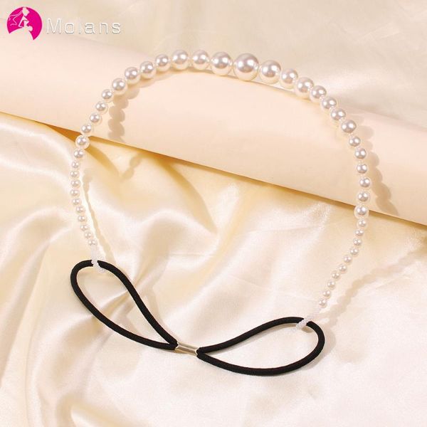 

headpieces molans wedding pearl headband for bride hair accessories elastic bands women jewelry bridal headpiece, Silver