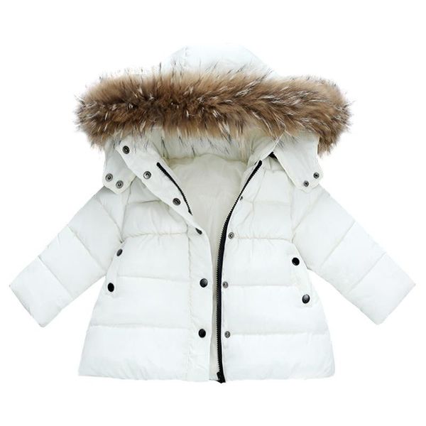 

coat children girls boys russia winter real fur thickened down parkas hooded jacket overcoat 1-10y baby kids clothing outerwear, Blue;gray