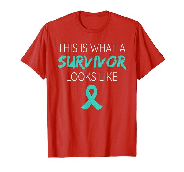 

this is what a survivor looks like ovarian cancer awareness t-shirt, White;black