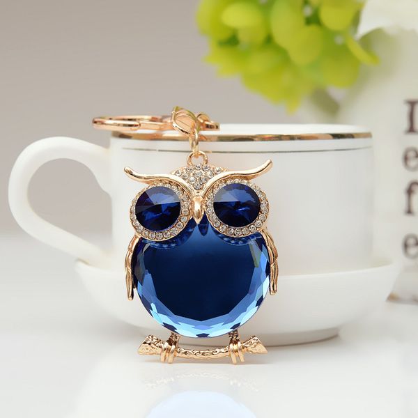 

trendy cute owl crystal keychain for girls key rings trinket bag car chain holder women animal charm fashion jewelry gift k0004, Slivery;golden