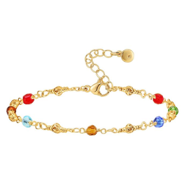 

anklets european and american ladies 18k gold-plated color crystal stone ethnic style adjustable minimalist chain jewelry, Red;blue