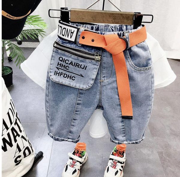 

boys summer denim shorts personalized letter pocket children's jeans boy kids pants kj07, Blue