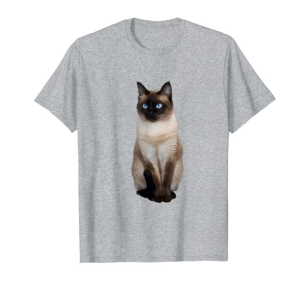 

siamese cat t-shirt, White;black