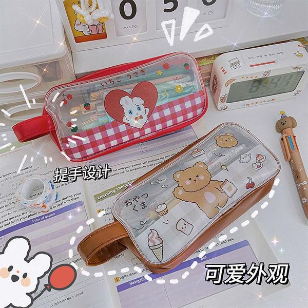

w&g ins japanese transparent pencil case girl student stationery simple and cute large capacity pvc bags