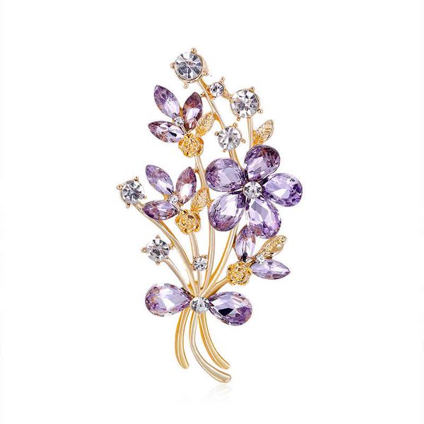 

brooch korean flower alloy electroplating diamond glass pin, Gray