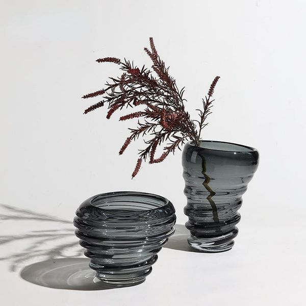 

vases modern creative transparent cold gray glass vase ornaments el living room model luxury soft decorations