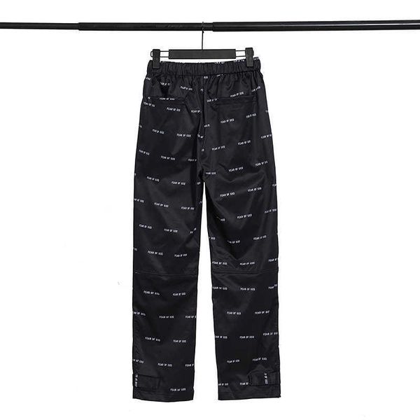 

gaojiechao brand windbreaker full body small letter fog fear of god drawstring sweatpants for men3pu3, Black