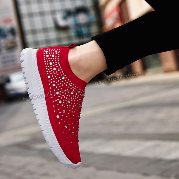

womens shoes large size rhinestones socks colors matchings thick soled old couple shoe sports sneaker woman trainers sneakers 35-43fd, Black
