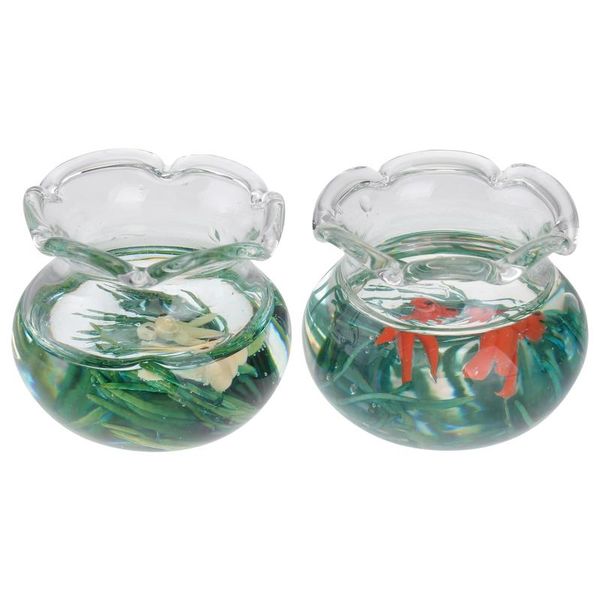 

aquariums 2 pcs mini house goldfish tank decor miniature scene accessories
