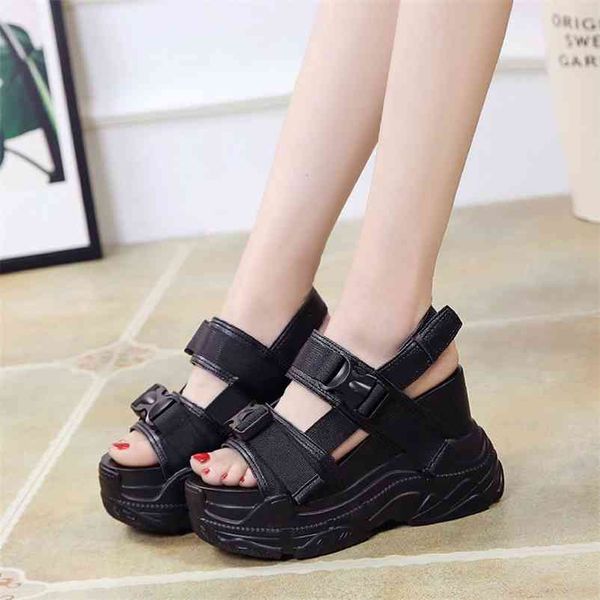 

cootelili summer shoes women gladiator sandals platforms woman causal wedge open toe black white high heels 210610