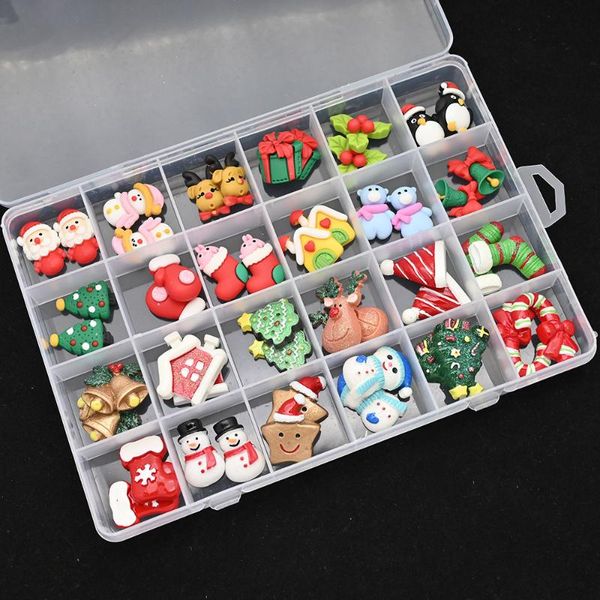 

nail art decorations 48pcs/box luxury christmas cartoon resin charms 3d, manicure over size for diy acrylic nails tip design supply #f201, Silver;gold