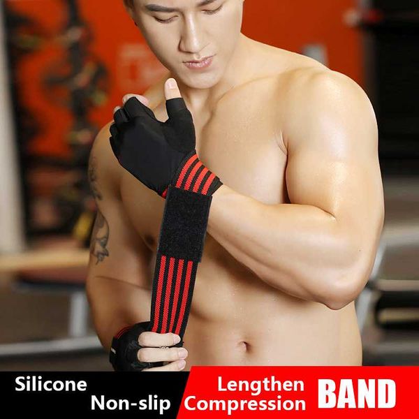 

the wrist protector strengthens compression band and fits flexibly so that half finger can be removed quickly. support, Black;red
