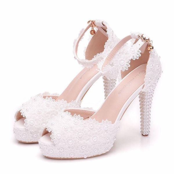 

women sandals wedding party banquet lace pu rhinestones buckle strap 11cm thin high heels peep toe sandal shoes size 35-42, Black