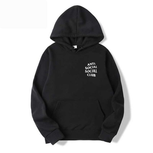 

anti social culb letter printed hoodie casual personality fashion, Black