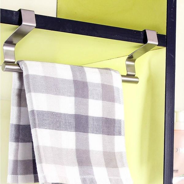

hooks & rails stainless steel single towel rack kitchen cabinet cupboard door cloth hanging scouring pad bar holder