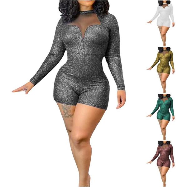 

casual dresses women bodycon playsuit mujer long sleeve female bodysuit ladies fashion autumn rompers #4, Black;gray