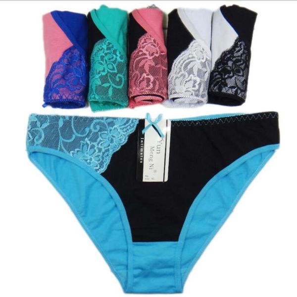 

women's panties 5 pcs lots lace ladies comfort female lingerie low-waist for women cotton briefs underpants set, Black;pink