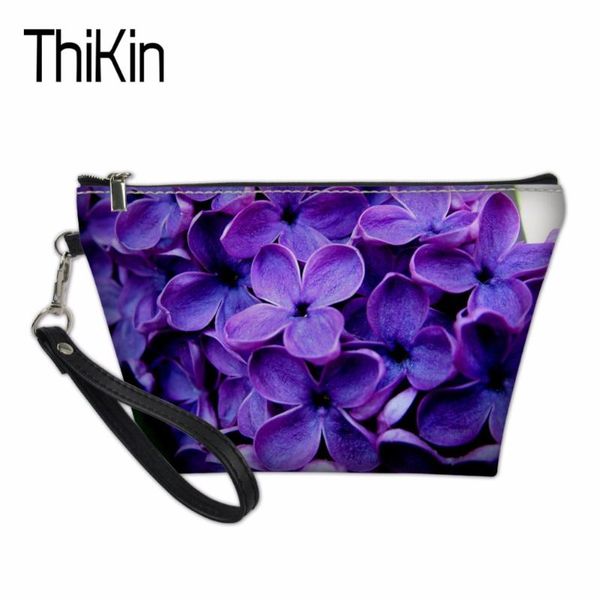 

women makeup bag purple lilac pattern organizers bags for ladies travel make up pouchs functional cosmetics toiletry cosmetic & cases