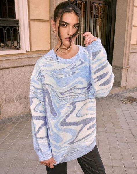 

women's sweaters happie queens women geometric print long sleeve kniting vintage o-neck autumn sweater jumpers, White;black