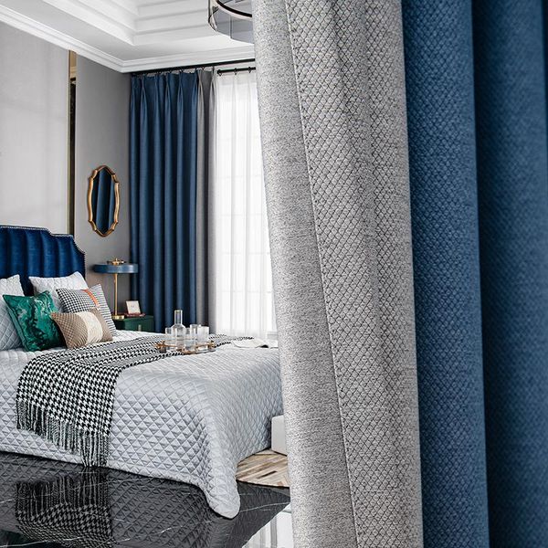 

curtain & drapes thick cotton linen shading cloth living room bedroom plain stitching curtains for dining