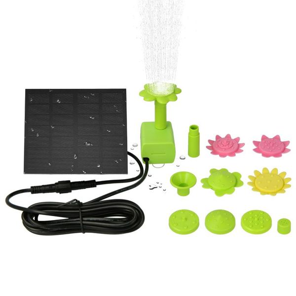 

1.4w solar fountain pump with colorful flower type nozzle powered bird bath floating fountains standing water garden decorations