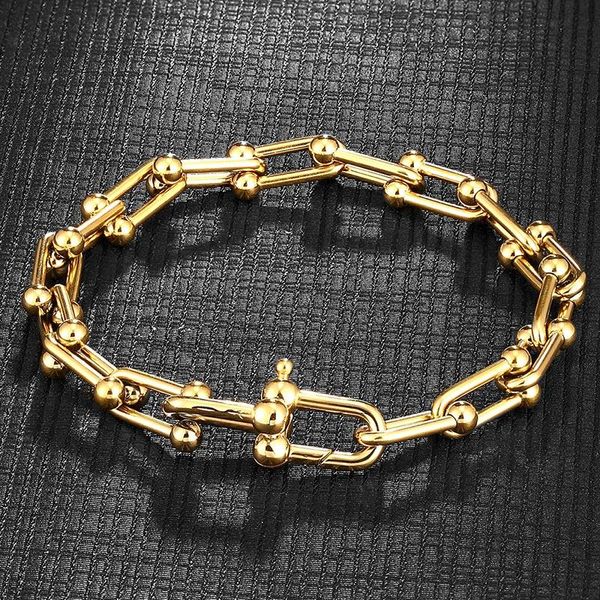 

link, chain bracelet men's stainless steel link punk motorcycle accessories charm hand magnetic clasp fashion jewelry gifts boyfriends, Black