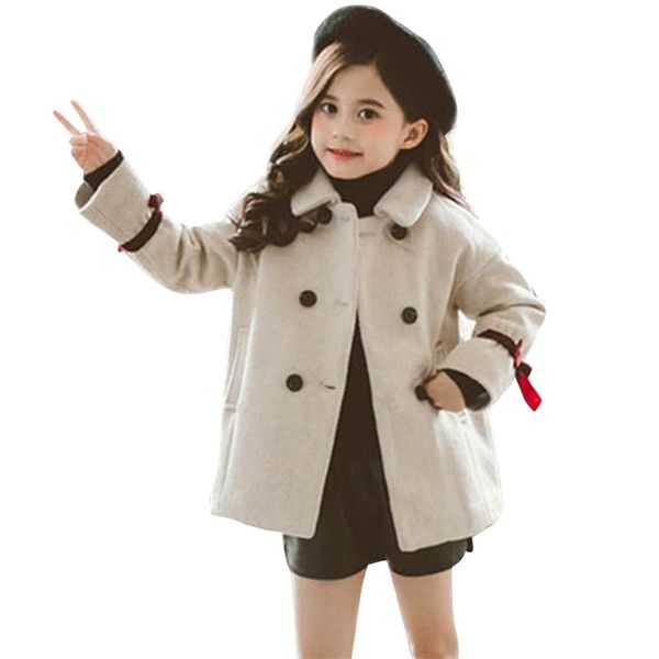 

children clothing thick woolen windbreaker outwear girls coat jacket warm solid jacke kids wool & blends clothes 210527, Blue;gray