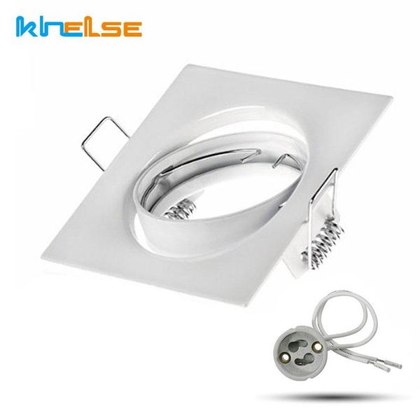 

2pcs recessed mounting gu10 mr16 square bracket white ceiling spot light with 50mm fixing bulb led halogen lamp spotlights