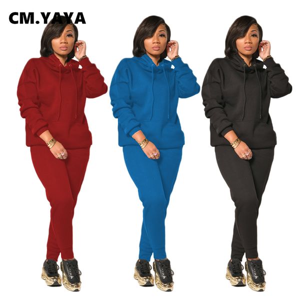 

activewear classic womens set hooded sweatshirt jogger pants solid matching set sporty trasuit two piece set outfitby air, White