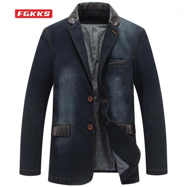 

men's jackets fgkks spring autumn denim 2 color cotton softshell outwear big size daily fashion man, Black;brown