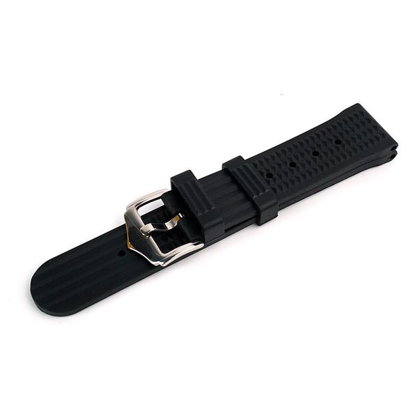 

watch bands 22mm natural rubber waffle band strap fit skx007 skx009 7002, Black;brown