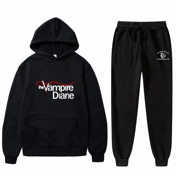 

the hoodies vampire diaries hoodie leggings set, Black