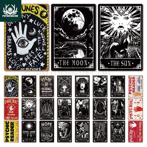

tarot metal poster plaque metal vintage psychic metal sign tin sign wall decor for divination shop iron painting
