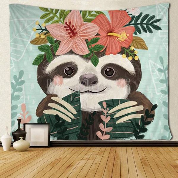 

tapestries hippie art fun sloth love floral bedroom living room decor
