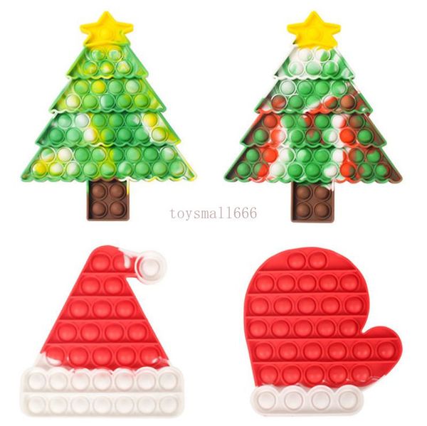 

puzzle toy push finger fidget sensory bubble decompression christmas hat tree glove kids anxiety stress reliever deskeducational toys