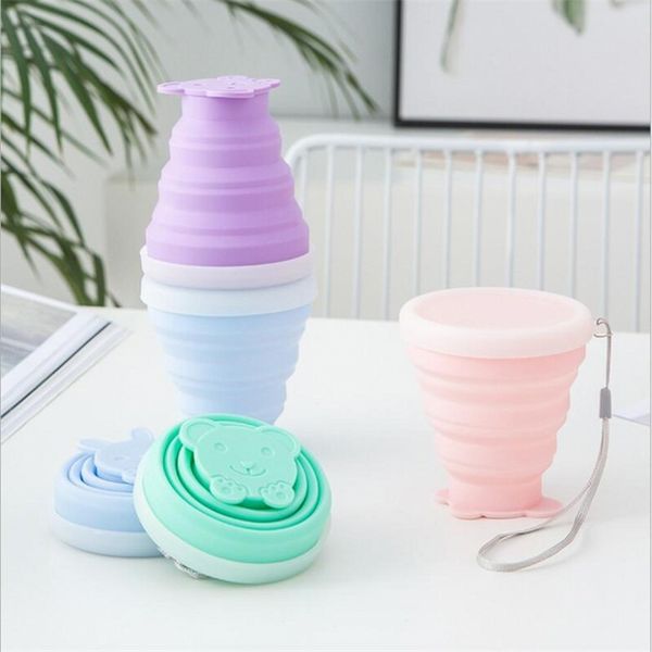 

200ml silicone folding water bottles outdoor travel portable retractable cup cute storage sport drinkware