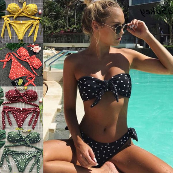 

fashion dot print bikini split swimsuit pp2458, White;black