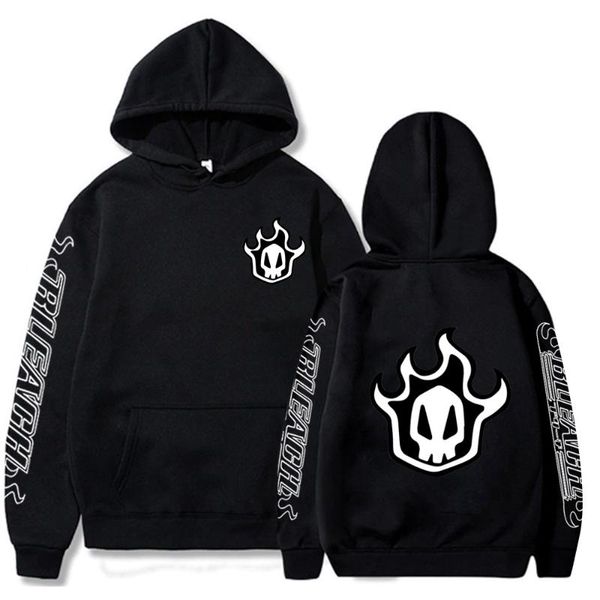 

men's hoodies & sweatshirts 2021 anime bleach cosplay hoodie ichigo kurosaki graphic hip hop sweatshirt for men, Black