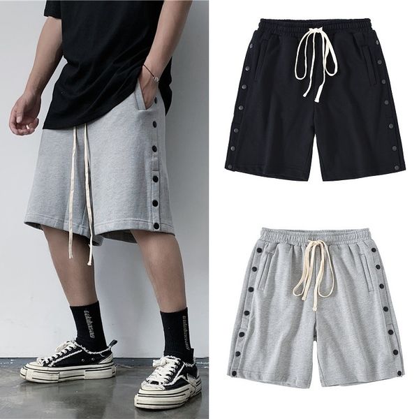 

fashionable shorts summer high street kanye same side breasted split casual loose men's and women's panties, White;black