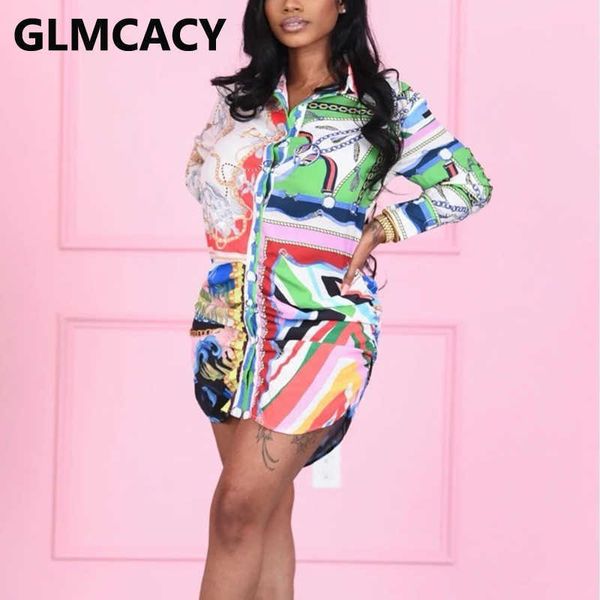 

chain printed vintage shirt dress elegant ol mini dresses 210702, Black;gray