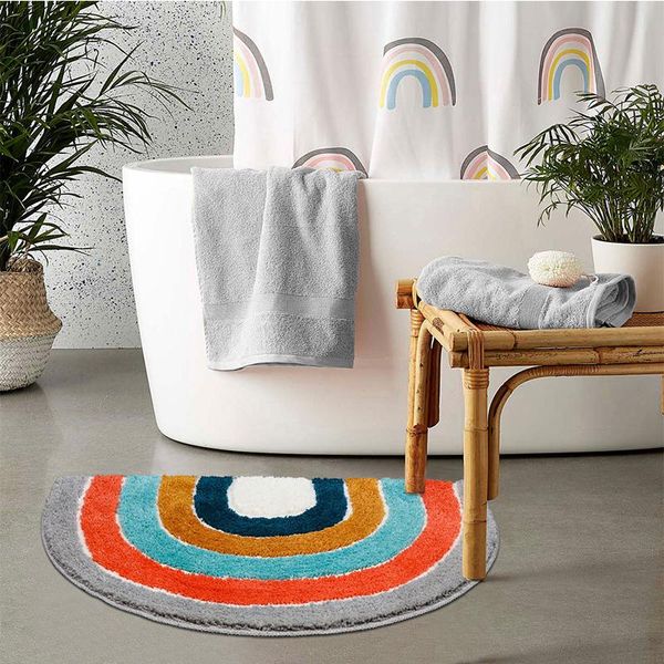 

carpets children's cartoon rainbow semicircle carpet floor mats door bathroom absorbent non-slip