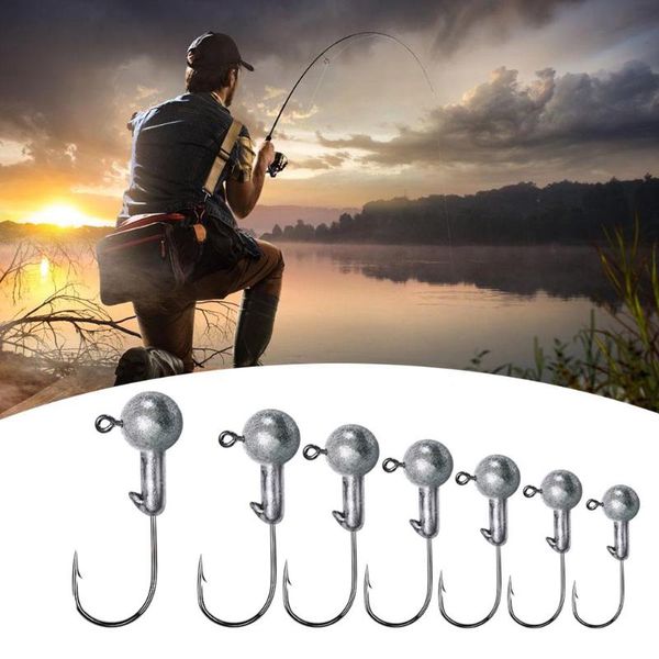 

fishing hooks 10pcs perch tools accessories jig round head hook jigs lure bait soft worm for