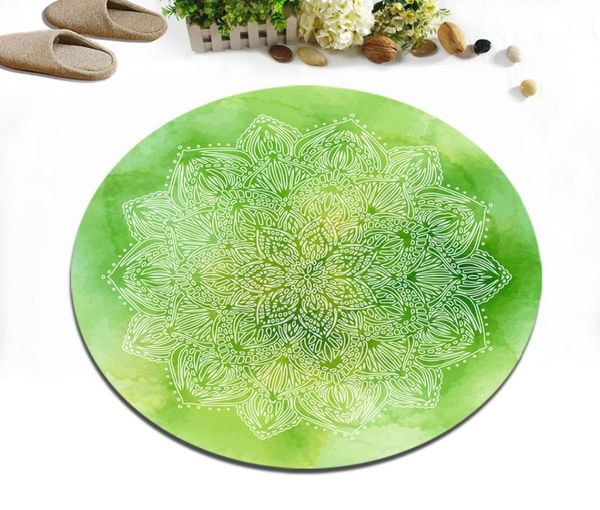 

bath mats white mandala in green round living room floor area mat children's cushion kitchen bathroom non-slip carpet study door rugs
