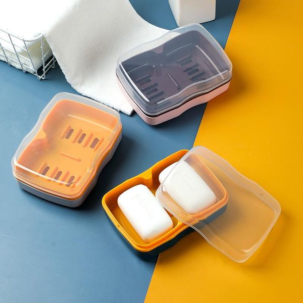 

soap dishes double layer dish with lid drainage compartment creative shelf household contrast color bathroom floor type pun