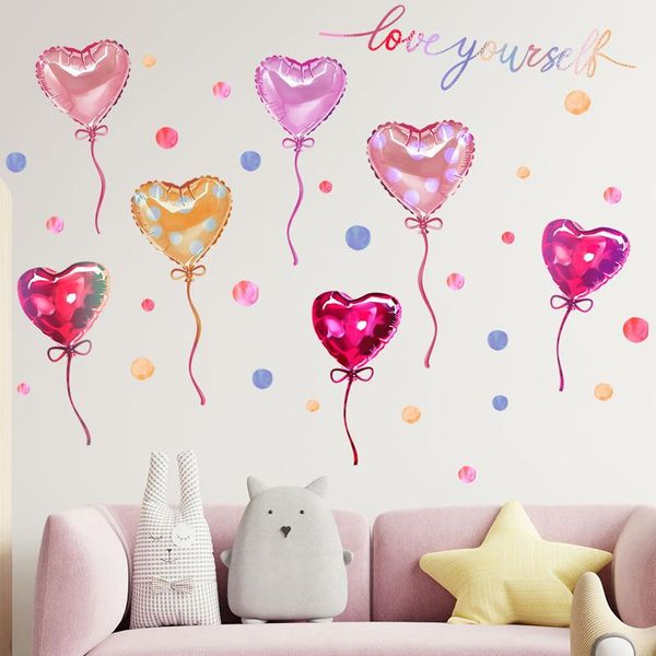 Wandaufkleber Bunte Liebe Herz Luftballon 3d Cartoon Kinder Schlafzimmer Hintergrund Poster Kinderzimmer Dekoration Aufkleber P120