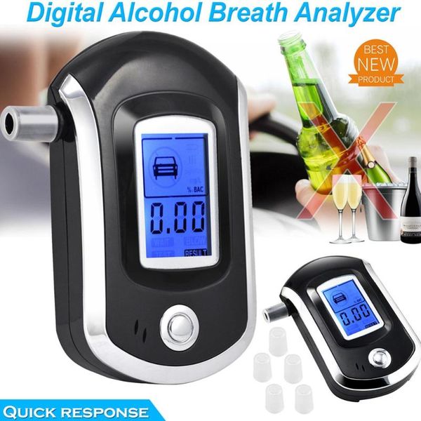 

digital alcohol breath tester lcd breathalyzer professional portable analyzer detector with 5 mouthpieces quick response alcoholism test