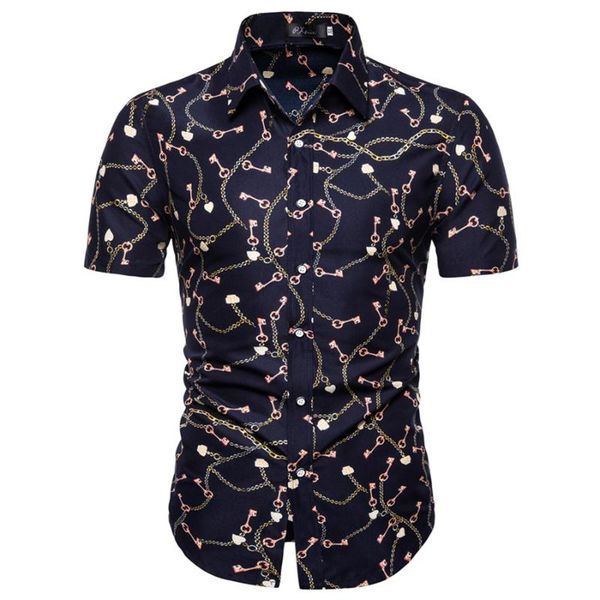

men's casual shirts -5xl large siz summer short sleeve shirt hawaiian beach chemise homme slim fit for man printing button up, White;black