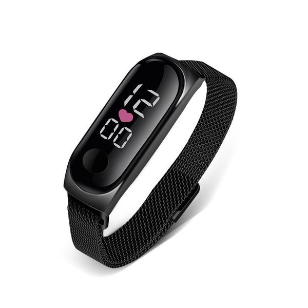 

wristwatches 2021 sport digital watches for women men kids simple wristwatch stainless steel strap led elextronic watch montre homme, Slivery;brown