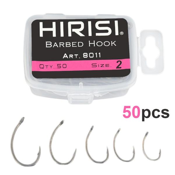 

fishing hooks 50 pcs portable sharp carbon steel fishhooks barbed carp with box accessories
