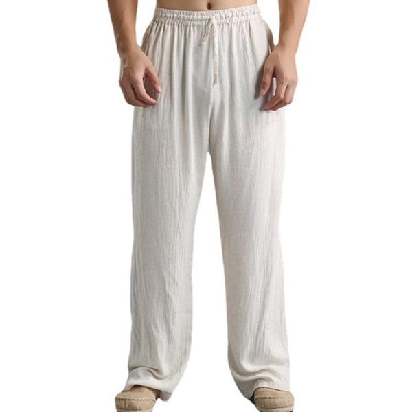 

men's pants linen men wide plus size 5xl korean trousers oversize linens streetwear 2021 male spring summer casual clothing, Black